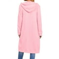 thumbnail image 4 of Dwellite Women's Zip Up Hoodies Oversized Fleece Long Tunic Sweatshirts Casual Fall Jacket Coat with Pockets Pink L, 4 of 6