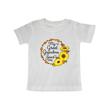 

Inktastic My Great Grandma Loves Me with Sunflower Wreath Gift Baby Boy or Baby Girl T-Shirt