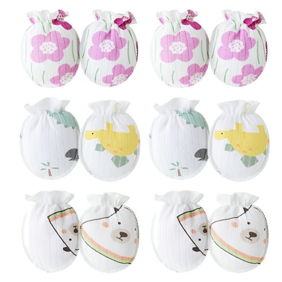 TELOLY 6Pcs Baby Mittens,Skin Protection Baby Mittens Newborn,Great for Infant Baby Mittens 0-6 Months,Style1