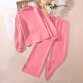 thumbnail image 4 of Cethrio Girls Long Sleeve Outfit Sets, 2 PC Casual Lapel Collar Shirts and Pants Sets Pink Size 10-12, 4 of 5