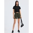 thumbnail image 2 of Women'S Sports Short Sleeve Shirt Loose Sports Cropped Top Gym Casual Cropped T-Shirt Black L, 2 of 5