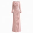 thumbnail image 7 of Shihyeh Women's Elegant Pleated Long Sleeve Flowy Evening Dress, Solid Color Chic Gown, Soft Stretchy Party Dress, 7 of 7