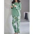 thumbnail image 4 of Cotton Women’s Pajama Set 2 Pcs Long Sleeve Pullover Top Sleepwear Long PJ Pants, 4 of 10