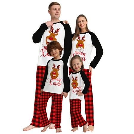 

FSDJHSDH Family Matching Christmas Pajamas Set Long-Sleeve Sleepwear Nightwear for Adult Kid Baby