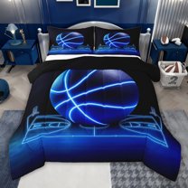 jejeloiu Basketball Game Gaming Queen Comforter Set,Boys Ball Sport Bedding Comforter Set For Adults Reversible 3pcs