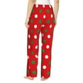 thumbnail image 3 of Xecao White and Green Polka Dot Women's Straight Lounge Pajama Pants: The Epitome of Relaxed Sleepwear, 3 of 9