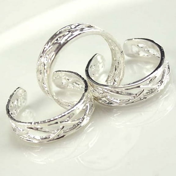 Opolski 10 Pcs Adjustable Silver Plated Open Jewelry Toe Rings for Women Party Gift