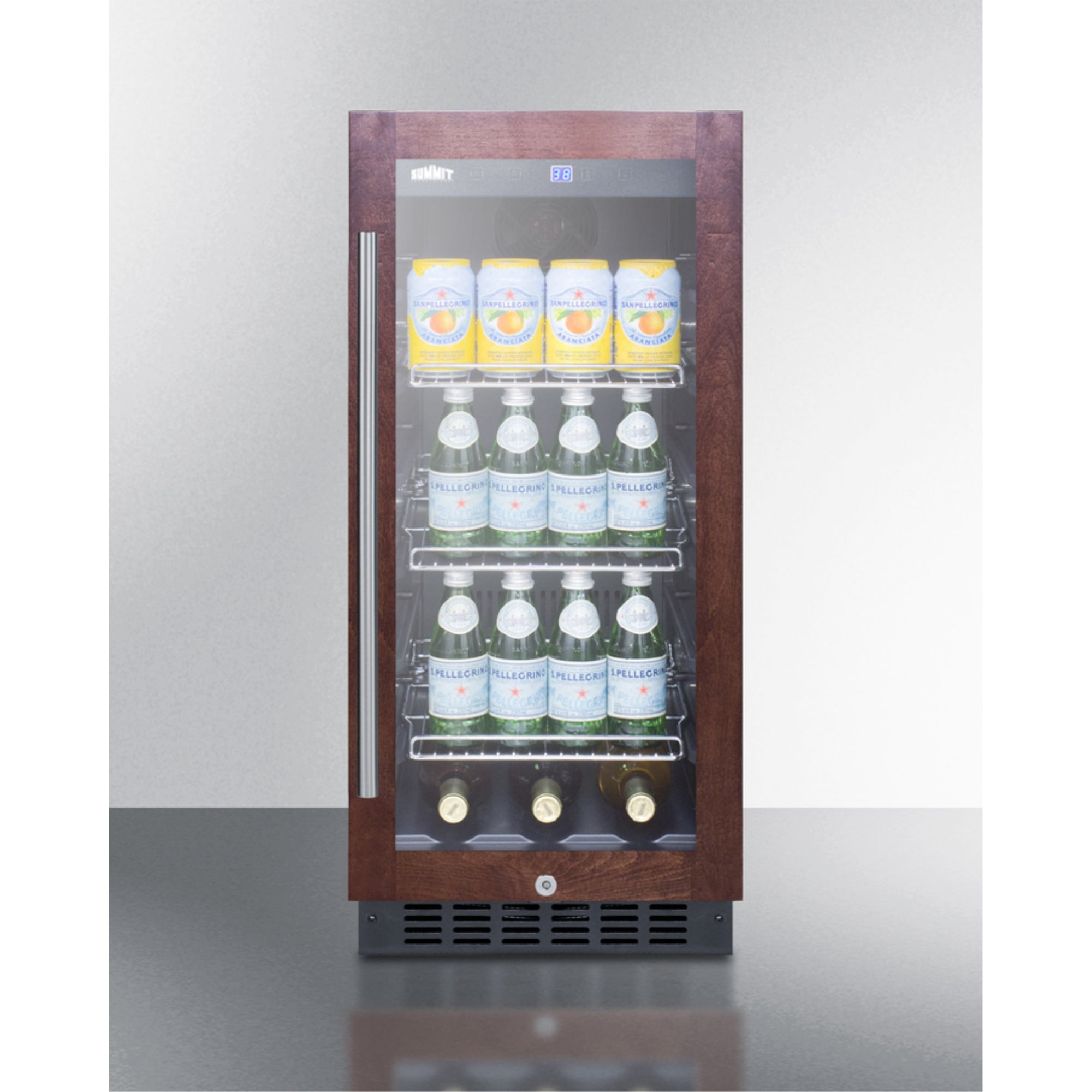 15" wide built-in undercounter glass door beverage cooler with panel-ready door trim