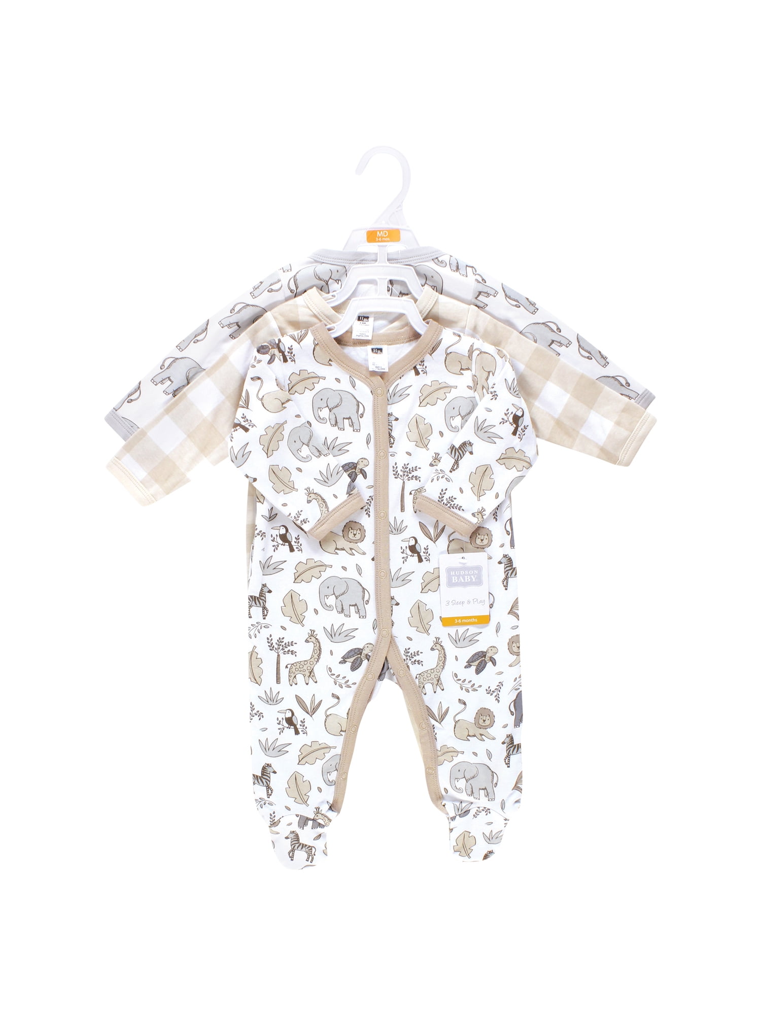 Hudson Baby Long Sleeve Sleep and Play, 3-Pack, Newborn-9 Months