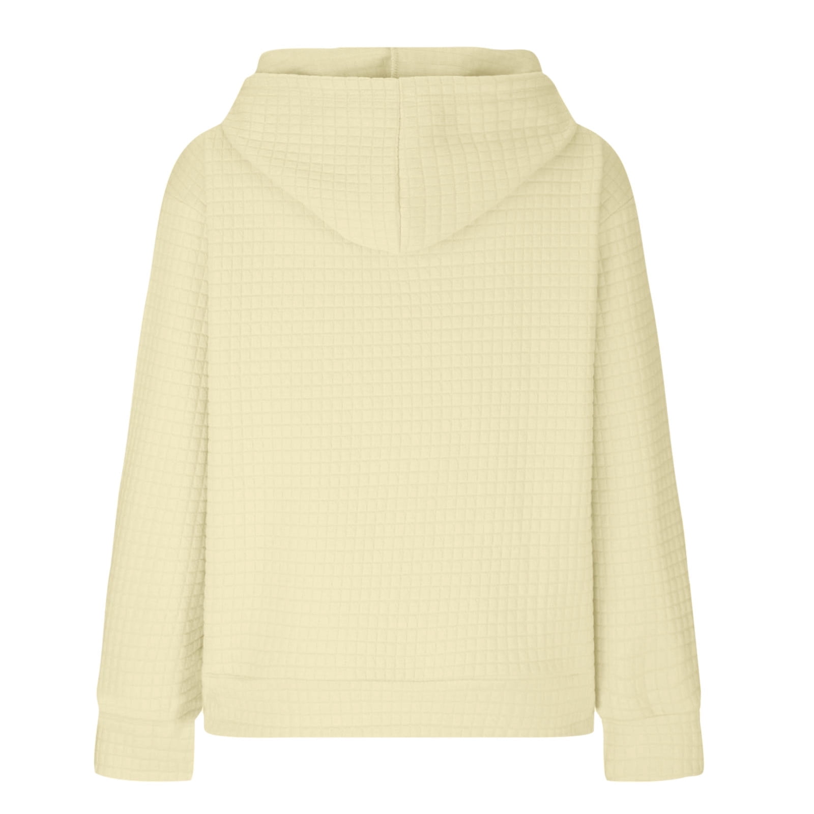 SZJXBUY Waffle Pullover Hoodie Women,Hoodies for Women Casual Pullover Waffle Long Sleeve Drawstring Hooded Sweatshirt with Pocket 2024 Beige,M