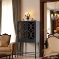 thumbnail image 4 of JvFun Solid Rubber Wood Wine Cabinet with Double Mirror Doors, Bar Rack & Glass Holder – Kitchen Sideboard Organizer for Dining Room, 4 of 8