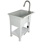 UTILITYSINKS Plastic 30” Freestanding Utility Sink with Pull Faucet, White