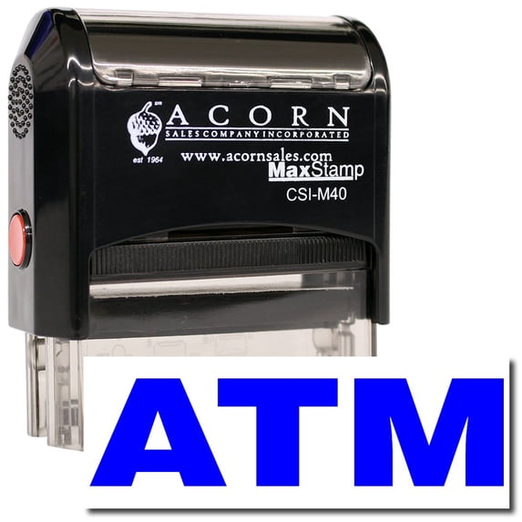 Large Self-Inking ATM Stamp with Burgundy Ink