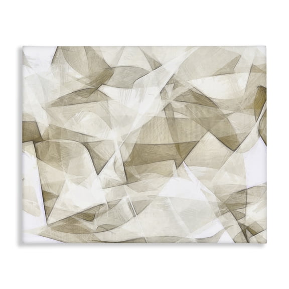 Stupell Industries Contemporary Neutral Abstract Folds White Beige Busy Shapes Canvas Art, 20 x 16, by Alonzo Saunders