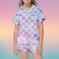 thumbnail image 2 of Pyjamas pour Enfants Ensemble Manches Courtes Shorts à Col Rabattu Mode Imprimé Haut Vêtements Bébé Fille Rose 8-9 Ans, 2 of 4