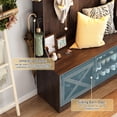 thumbnail image 5 of ChVans 75''H LED Farmhouse Hall Tree w/ Bench & Shoe Storage, Brown Hall Tree Entryway Bench w/ Coat Rack, 12 Shoe Cabinet, Umbrella Holder&Sock Storage Drawer, Mudroom, Hallway, 5 of 7
