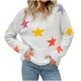 thumbnail image 3 of WRKEKC Women's Velvet Soft Knit Pullover Sweater Stars Print Crewneck Long Sleeve Casual Plush Cozy Basic Tops Womens Sweater, 3 of 10