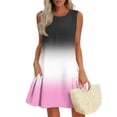 thumbnail image 7 of cocolona Summer Sleeveless Mini Dress Crew Neck Ruffle Flowy Tank Dress Fashion Casual Gradient Color Holiday Beach Sundress S, 7 of 7