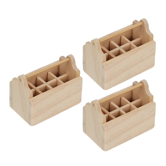 Narrster 3 Pcs Creative Miniature Toolbox Model Decor Wooden Tool Box Model Ornaments
