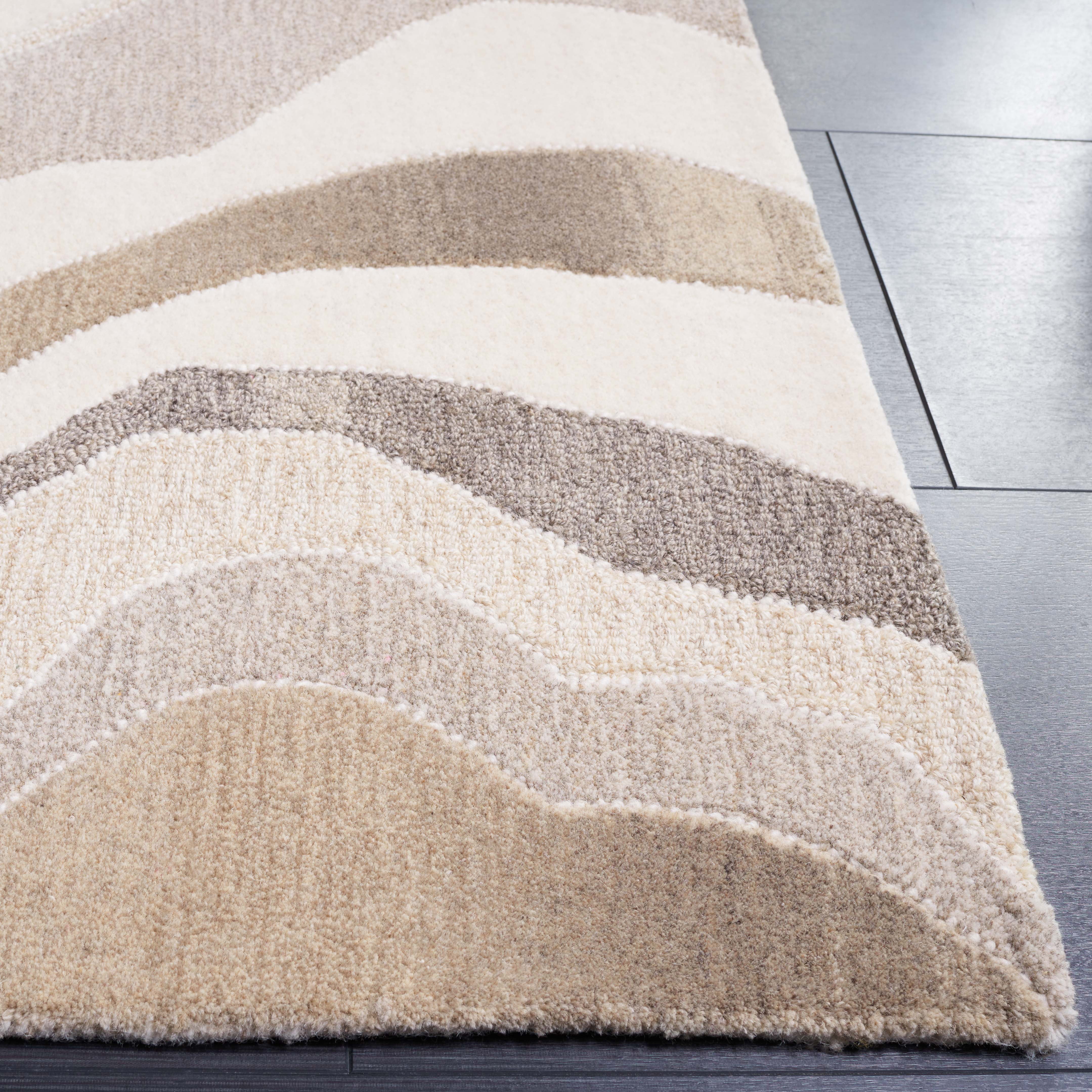 SAFAVIEH Rodeo Camillo Abstract Wool Area Rug, Ivory/Gray, 5' x 8'