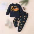 thumbnail image 2 of Utlike Boys Outfits Fashion Autumn Excavator Printed Long Sleeve Drawstring Set Size 4 Years-5 Years Navy, 2 of 9
