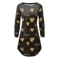 thumbnail image 4 of Pompotops Robe Mini Ample Confortable à Imprimé Cœur pour Femmes, Col Rond, Manches Longues, Épaules Dénudées, 4 of 5