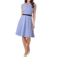 thumbnail image 1 of INSPIRE CHIC Robe de Travail pour Femmes Ajustée et Évasée 2024 à Manches Cap, Robes de Bureau L Gris Bleu, 1 of 6