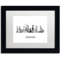 Trademark Fine Art 'Houston Texas Skyline WB-BW' Canvas Art by Marlene Watson, White Matte, Black Frame