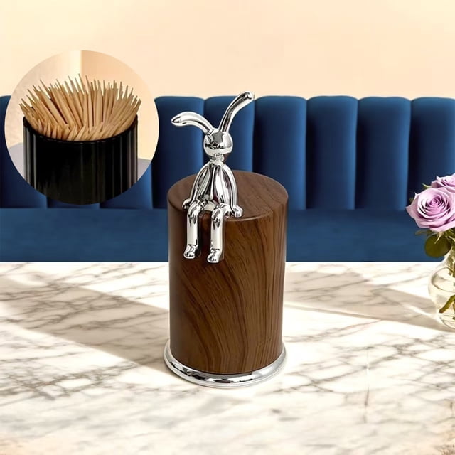 Lunxisen 4 Pcs Cute Bunny Toothpick Holder Dispenser Funny Kitchen Decor for Home Office Desktop