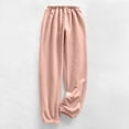 thumbnail image 3 of Dasayo Elastic Waist Pants Women Taper Flannel Pink Joggers Homewear Solid Pajama Fuzzy Trousers Women's Jeans M, 3 of 8