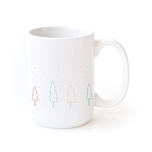 The Cotton & Canvas Co. Mini Christmas Trees Porcelain Ceramic Holiday and Christmas Coffee Mug
