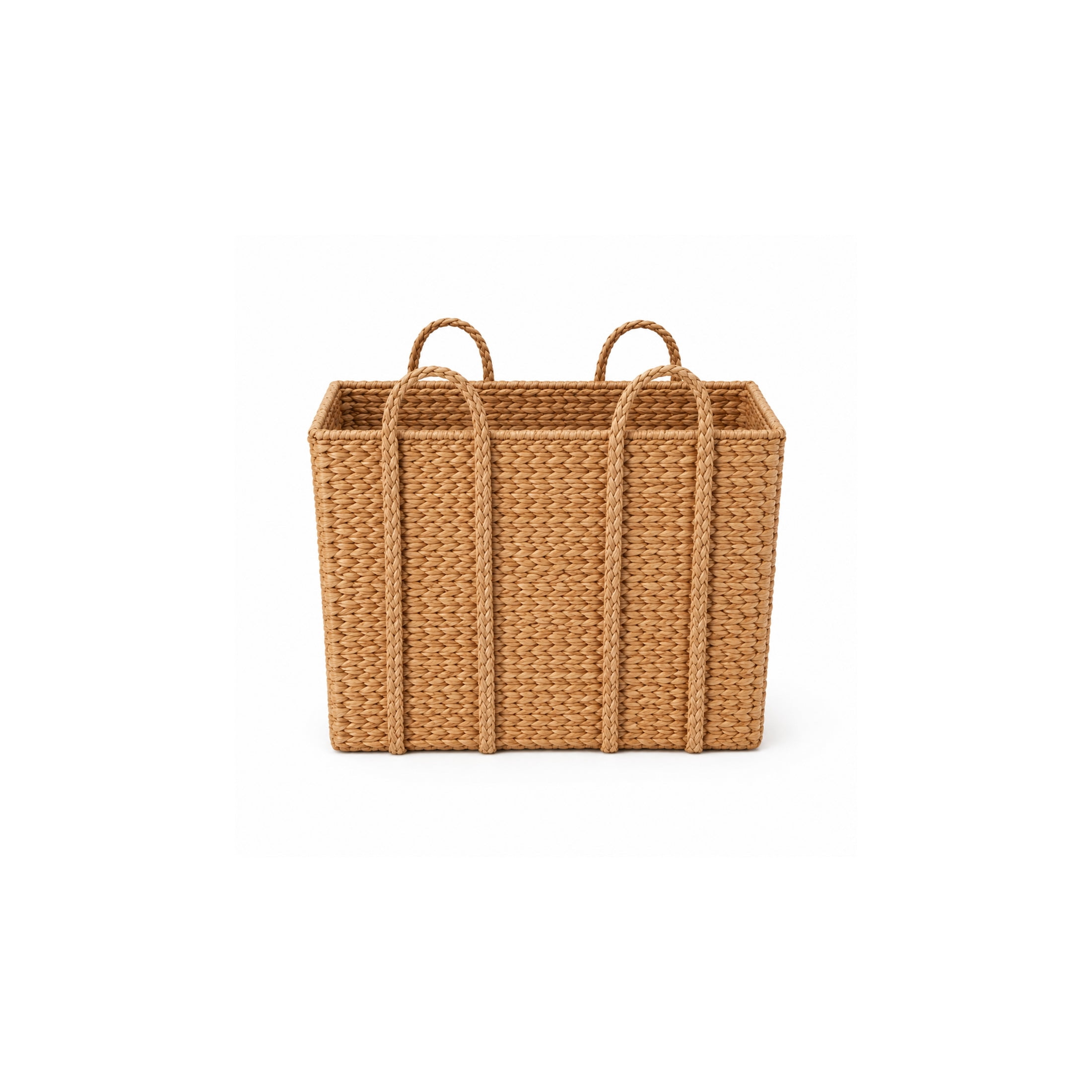 DecMode 20" x 16" Brown Seagrass Handmade Woven Storage Basket with Braided Handles, 1-Piece