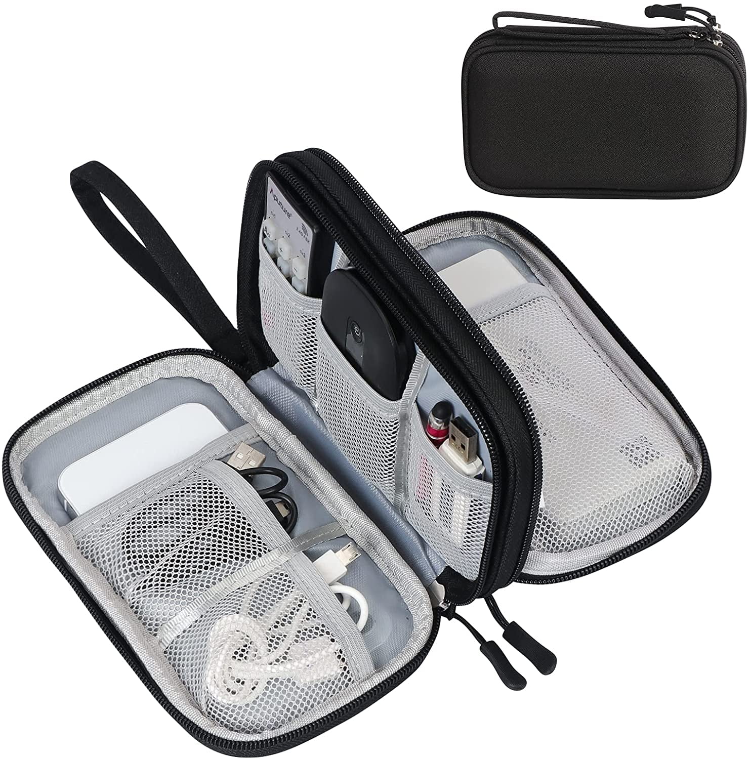 Electronics Accessories Organizer Bag Grey Silhouette Dandelion Hearts On White Electronics Organizer Electronic Accessories Bag Storage Bag of Cases for Cable Sd Card Charger USB Phone