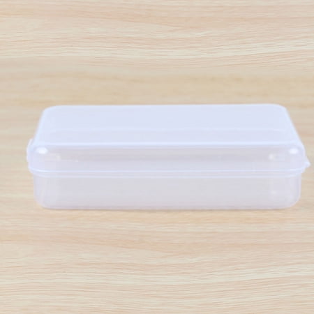CPHDW7 Plastic Storage Box with Lid Clear Small Organizer Container for Beads Craft Supplies Flat Rectangle Box for Home Office