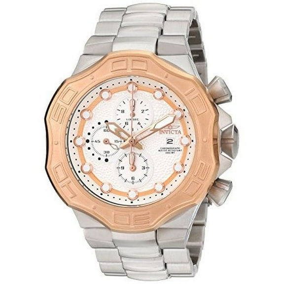 Invicta Men's 12430 Pro Diver Rose Gold Bezel Silver Dial Chronograph Dive Steel Watch