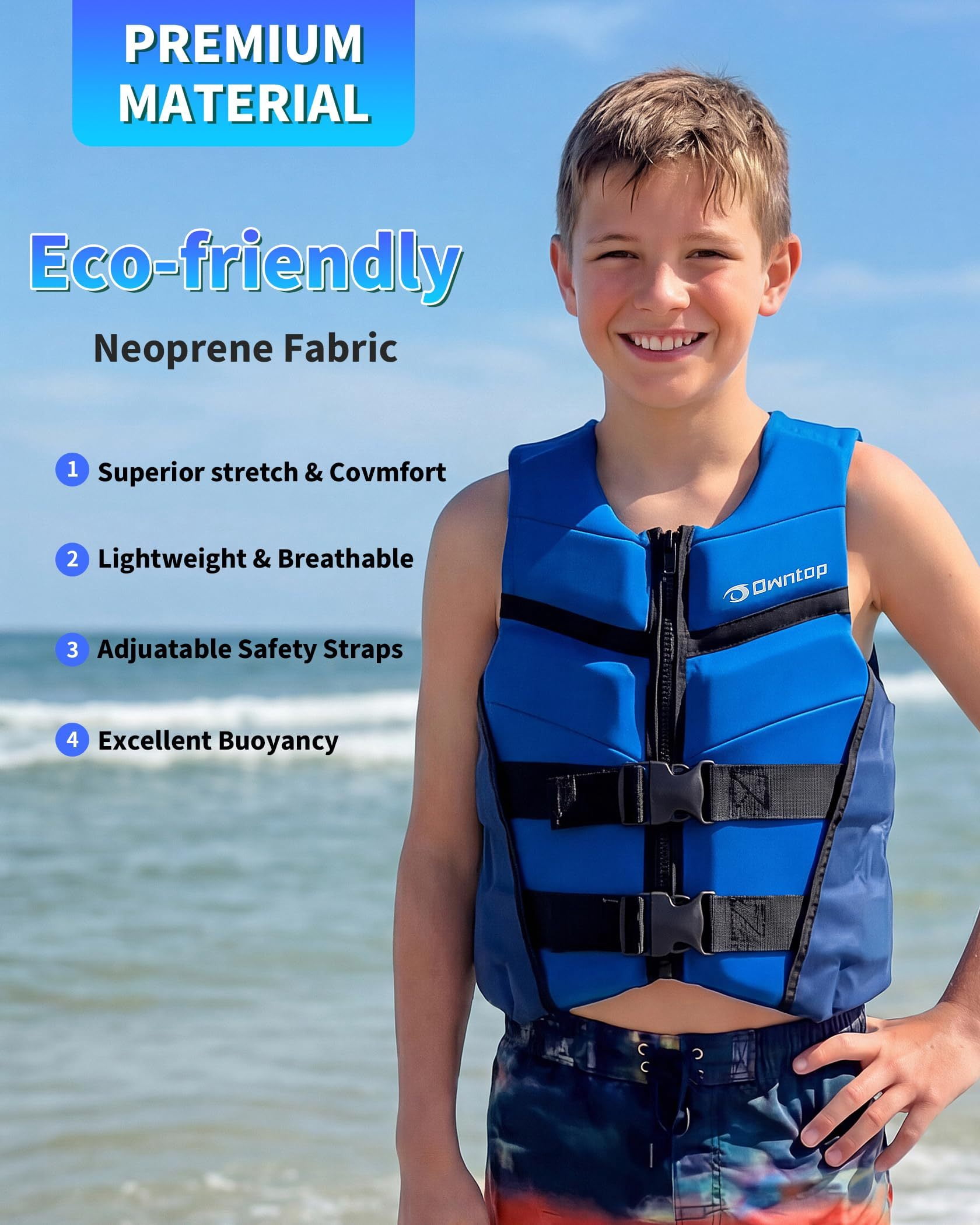Swim Vest Life Jacket Youth,Adjustable Flotation Buoyancy Swimsuit Trainer Vests,Swimming Aid Jacket,Kayaking Fishing Sailing Watersports,Fit for 50-125 lbs