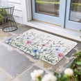 thumbnail image 2 of Pink Blue Spring Floral Doormat Outdoor Entrance 18"x30", Watercolor Elegant Botanical Absorb Moisture Dirt Door Mats, Non-Slip Rubber Backing Floor Mats Indoor, Low-Profile Front Door Rugs, 2 of 9