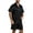 Black, variant on SAYOO Men Summer Pajamas Set, Solid Color Short Sleeve Button Top+Short Pants Sleepwear Suit