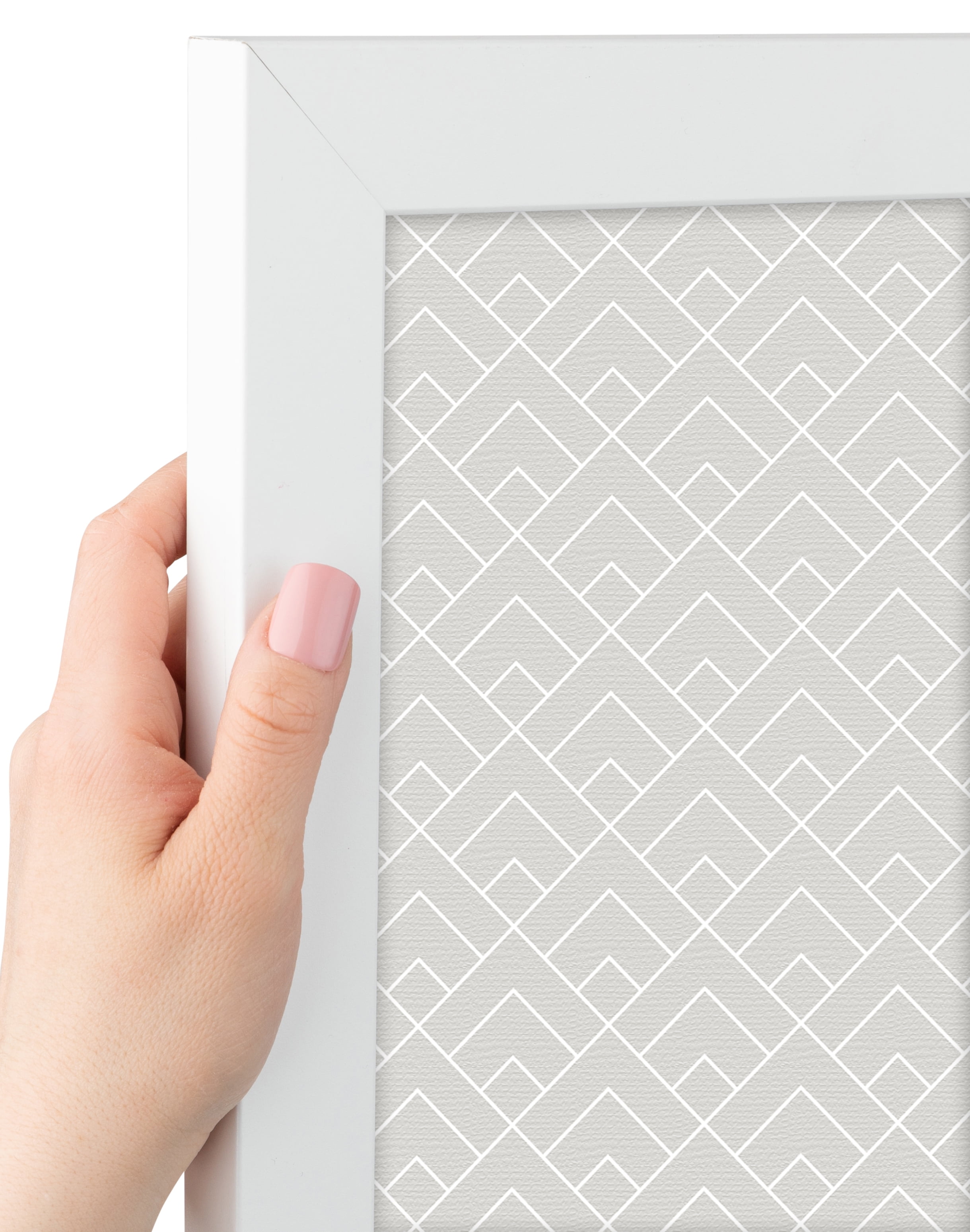 PinPix 36x18 Custom Cork Bulletin Board Peaks Modern Pattern Grey Poster Board Has a Fabric Style Canvas Finish, Framed in Peaks Modern Pattern Grey, by ArtToFrames (PinPix-1794)