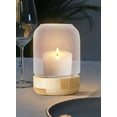 thumbnail image 3 of Serene Spaces Living 7" Glass Candle Holder Hurricane with Wood Base - Decorative Accent for Wedding, Party, Event, Home Decor, Small, Single, 3 of 6