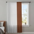 thumbnail image 4 of Boho Brown Leather Texture Sheer Curtains 84 Inches Long, Modern Black Striped Light Filering Curtains, Breathable Simi Curtain Privacy Drapes for Living Room Bedroom Lightweight Window Treatment, 4 of 9