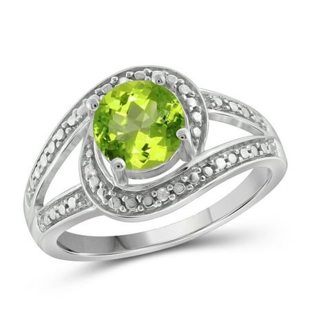 JewelersClub 1 1/2 Carat T.G.W. Peridot And White Diamond Accent Sterling Silver Ring