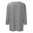 thumbnail image 5 of DENGDENG Womens Basic Tops Loose Fit 3/4 Length Sleeve Compression Shirts Woman Fall Crew Neck Solid Color Blouses Elbow T-Shirts Trendy Plus Size Clothes Gray S, 5 of 5