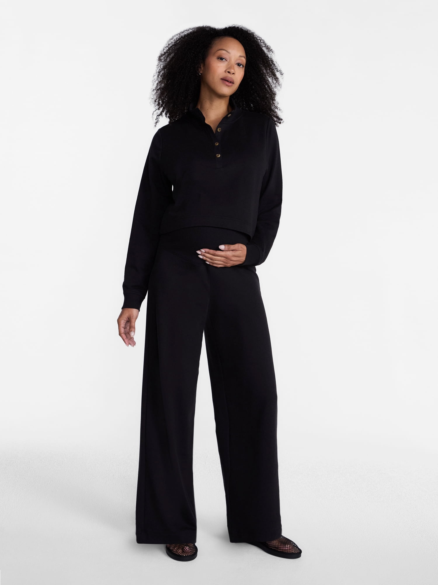 Ingrid & Isabel For Every Belly Women's Maternity Wide Leg Knit Pants, Sizes S-XXL