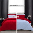 thumbnail image 2 of D.N.G. BEDDINGS 5 Piece Luxury Reversible Diamond Pattern Comforter Set Premium Super Soft, All Season 800 TC, 100% Egyptian Cotton Super King Size Light Blue/Red Solid Color, 2 of 7