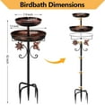 thumbnail image 3 of SLUMLOVE Bird Bath for Outside, 42In Double Metal Bird Bath for Garden Patio Yard Lawn Decor, Upgraded 5-Pronged Base, 3 of 8