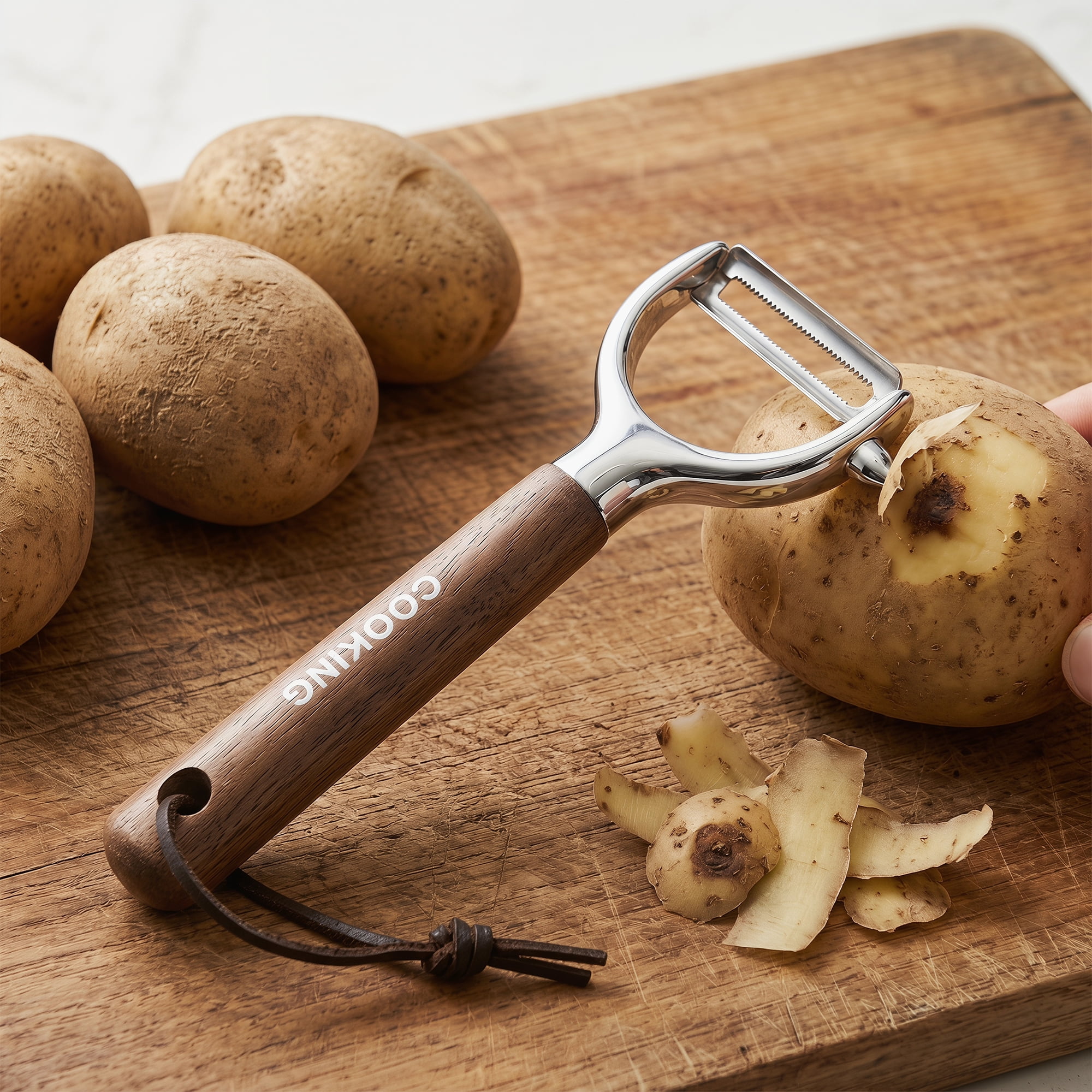 Unique Bargains Stainless Steel Ergonomic Peeler with Hang Handle Brown-1 6.6" x 2.8"
