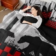 thumbnail image 4 of Homewish Animal Bear 7 Pieces Bedding Comforter Set for Teens Boys Girls,Black Red Grey Full Bedding Set Lightweight,Geometric Plaid Fitted Sheet Flat Sheet,Luxury Bedroom Decor,Reversible, 4 of 8