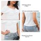 thumbnail image 4 of Top de manga abombada para mujer, cuello en V, manga corta, botón frontal plisado, corte entallado, patrón liso simple, camiseta de verano blanco M, 4 of 5