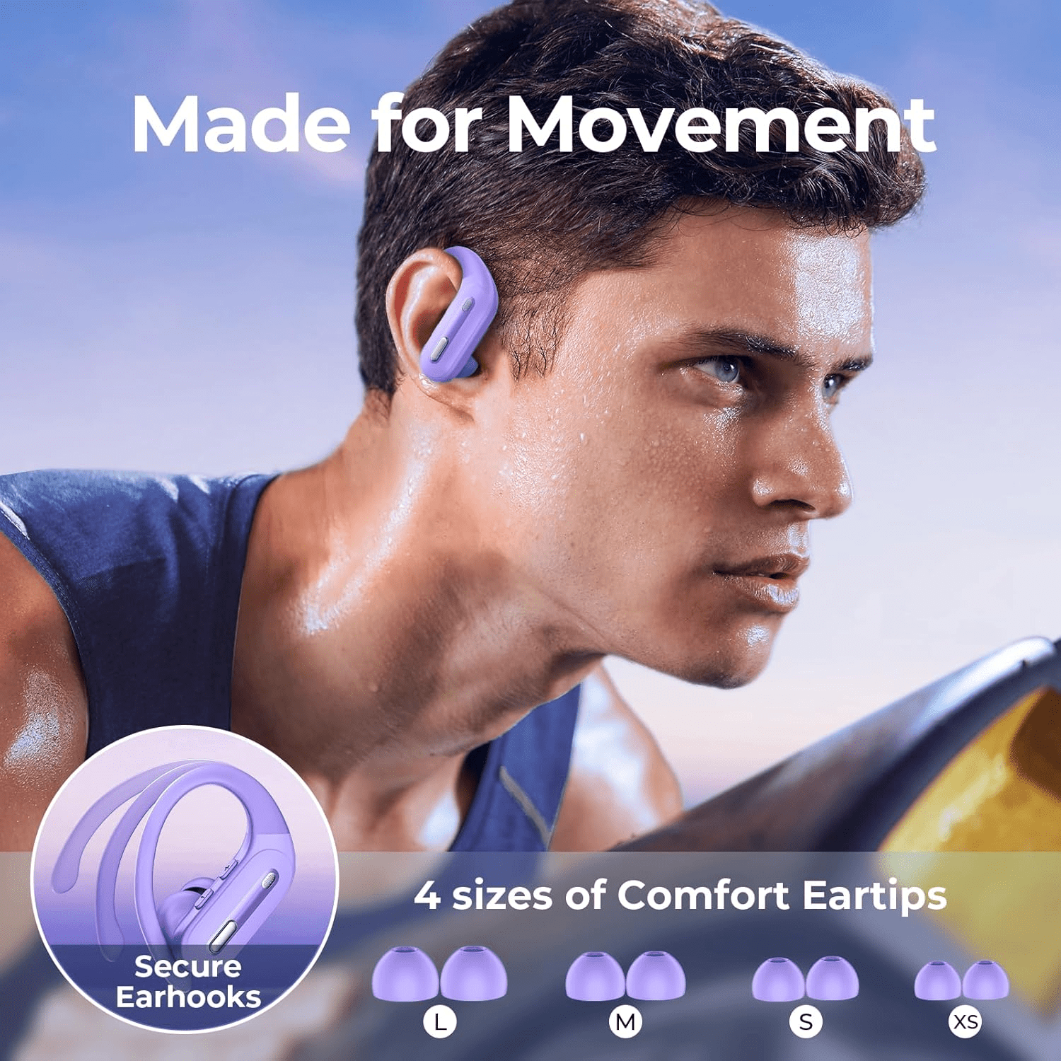 Active Noise Cancelling Wireless Earbuds Bluetooth Headphones 90 Hrs Playtime Ear Buds with Power Display Over-Ear Earphones with Earhooks IPX7 Waterproof Stereo Transparency Headset for Sports/Gym